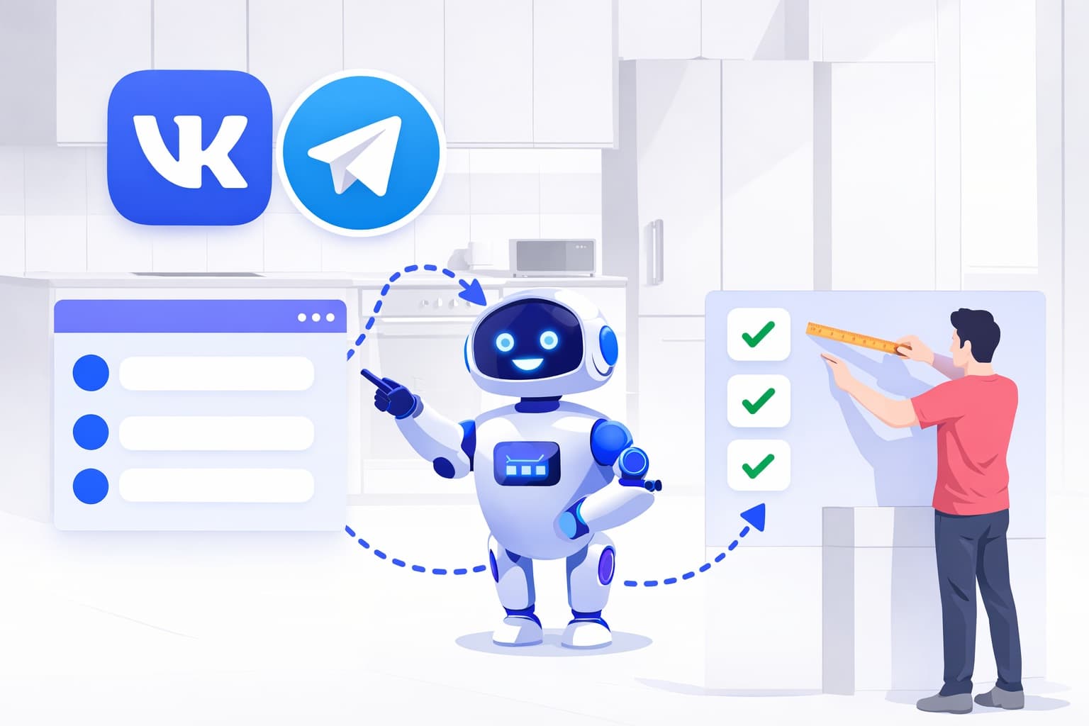 ИИ для кухонь на заказ: как автоматизировать путь от заявки до замера в Telegram и ВК