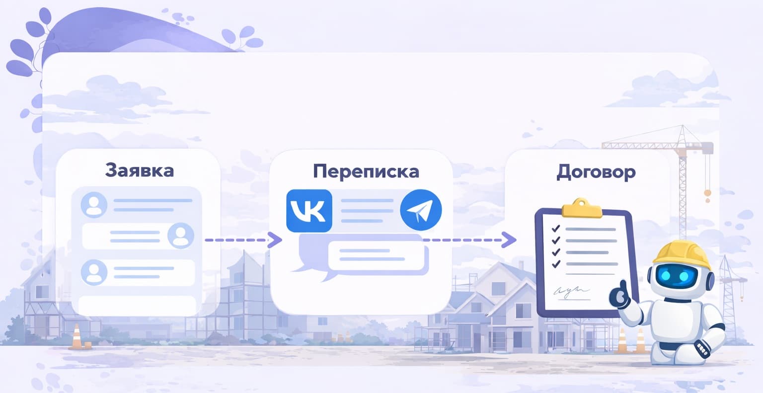 ИИ в строительном бизнесе: как автоматизировать путь от заявки до договора в Telegram и ВК